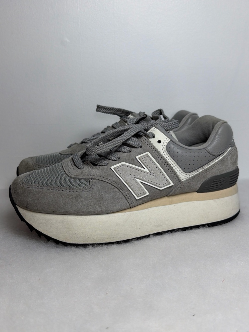 New Balance 574+ Shadow Grey Womens - Size 7.5 Platform